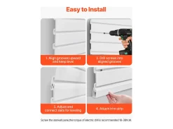 Painel Mural de Lamas SucceBuy, 244 x 122 cm, Lamas de Garagem em PVC Branco, com Acessórios de Instalação