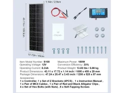 Painel Solar Monocristalino SucceBuy, 100 W 12 V, Kit de Painel com Controlador, para Acampar, Fazer Caminhadas, Uso Fora da Rede