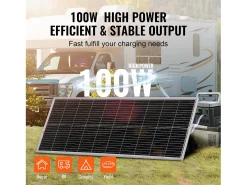 Painel Solar Monocristalino SucceBuy, 100 W 12 V, Kit de Painel com Controlador, para Acampar, Fazer Caminhadas, Uso Fora da Rede