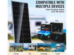 Painel Solar Monocristalino SucceBuy, 100 W 12 V, Kit de Painel com Controlador, para Acampar, Fazer Caminhadas, Uso Fora da Rede