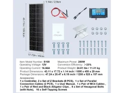 Painel Solar Monocristalino SucceBuy, 200 W, Kit de 2 Painéis e Controlador, para Acampar, Fazer Caminhadas, Uso Fora da Rede