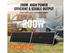 Painel Solar Monocristalino SucceBuy, 200 W, Kit de 2 Painéis e Controlador, para Acampar, Fazer Caminhadas, Uso Fora da Rede