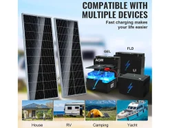 Painel Solar Monocristalino SucceBuy, 200 W, Kit de 2 Painéis e Controlador, para Acampar, Fazer Caminhadas, Uso Fora da Rede
