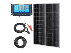 Painel Solar Monocristalino SucceBuy, 200 W, Kit de 2 Painéis e Controlador, para Acampar, Fazer Caminhadas, Uso Fora da Rede