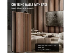 Painéis Acústicos com Tabuas de Madeira SucceBuy 120 x 60 cm, Decoração Mural Moderna, Noze