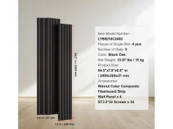 Painéis Acústicos de Parede SucceBuy, 20 x 240 cm, para Decoração de Parede, com Índice NRC Elevado de 0,85 e Certificação Acústica SGS, em Carvalho Preto