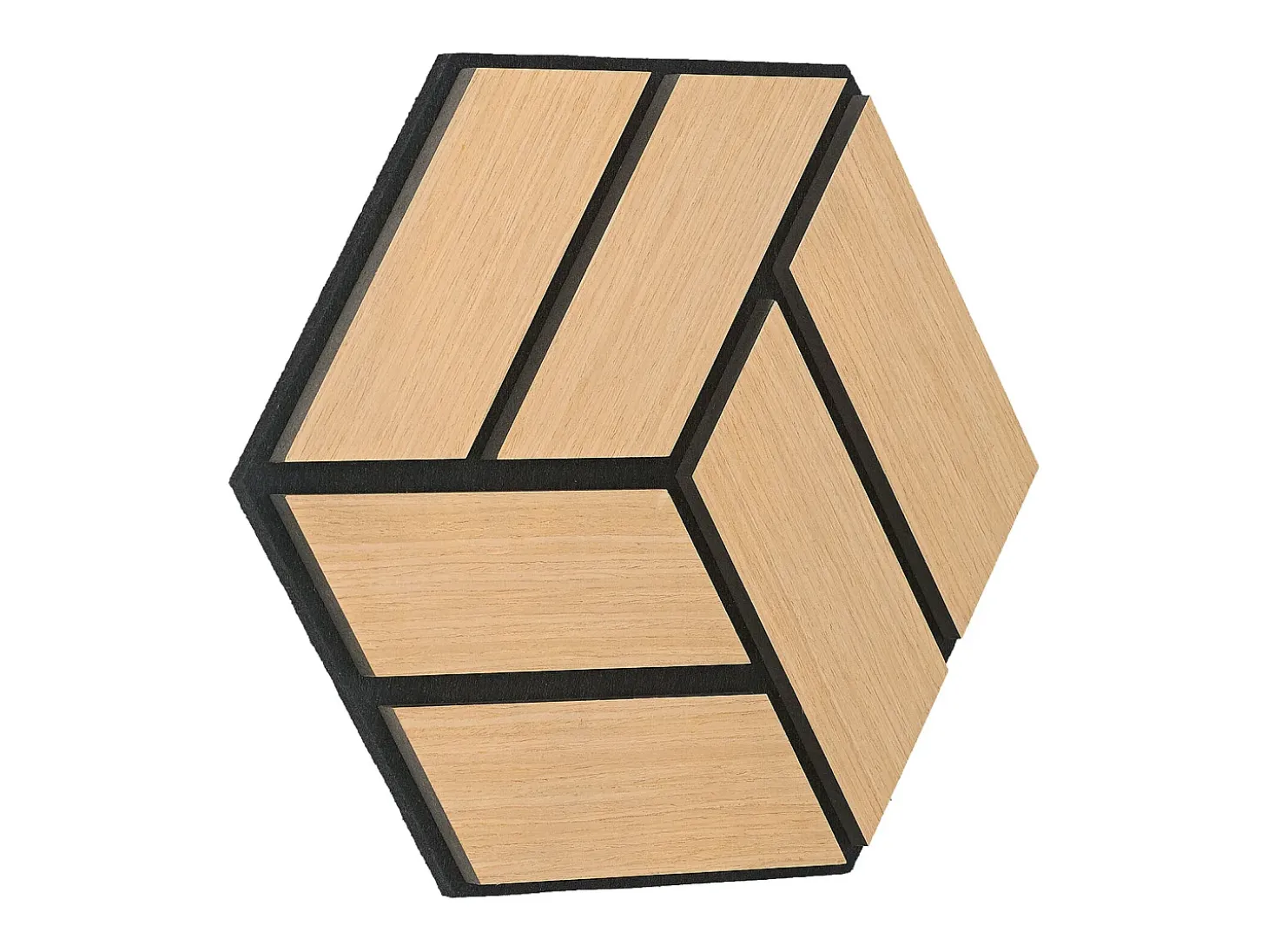 Painéis Acústicos 30x26 cm Carvalho Hexágono Colmeia Conjunto 4 Peças 3D