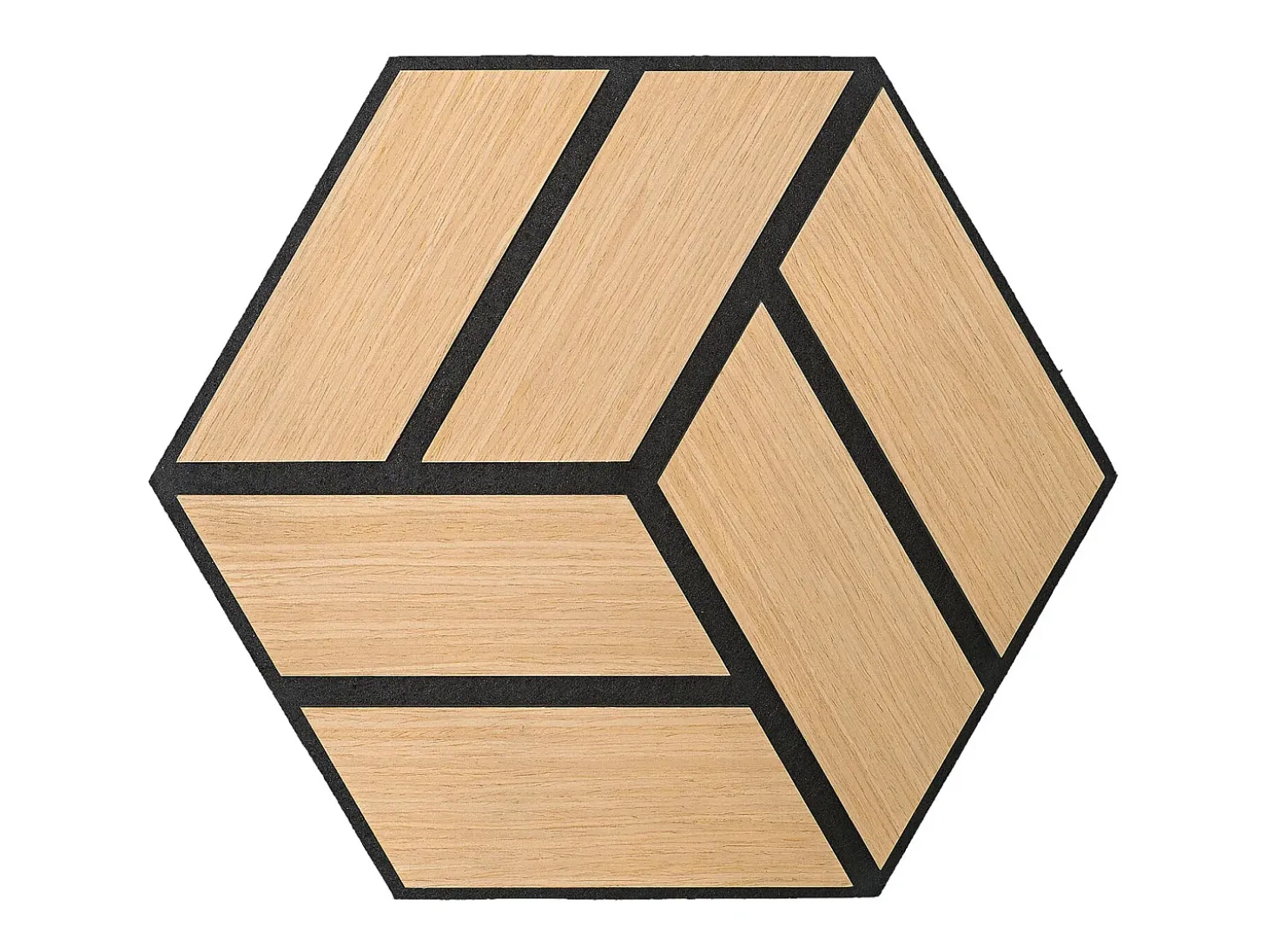 Painéis Acústicos 30x26 cm Carvalho Hexágono Colmeia Conjunto 4 Peças 3D