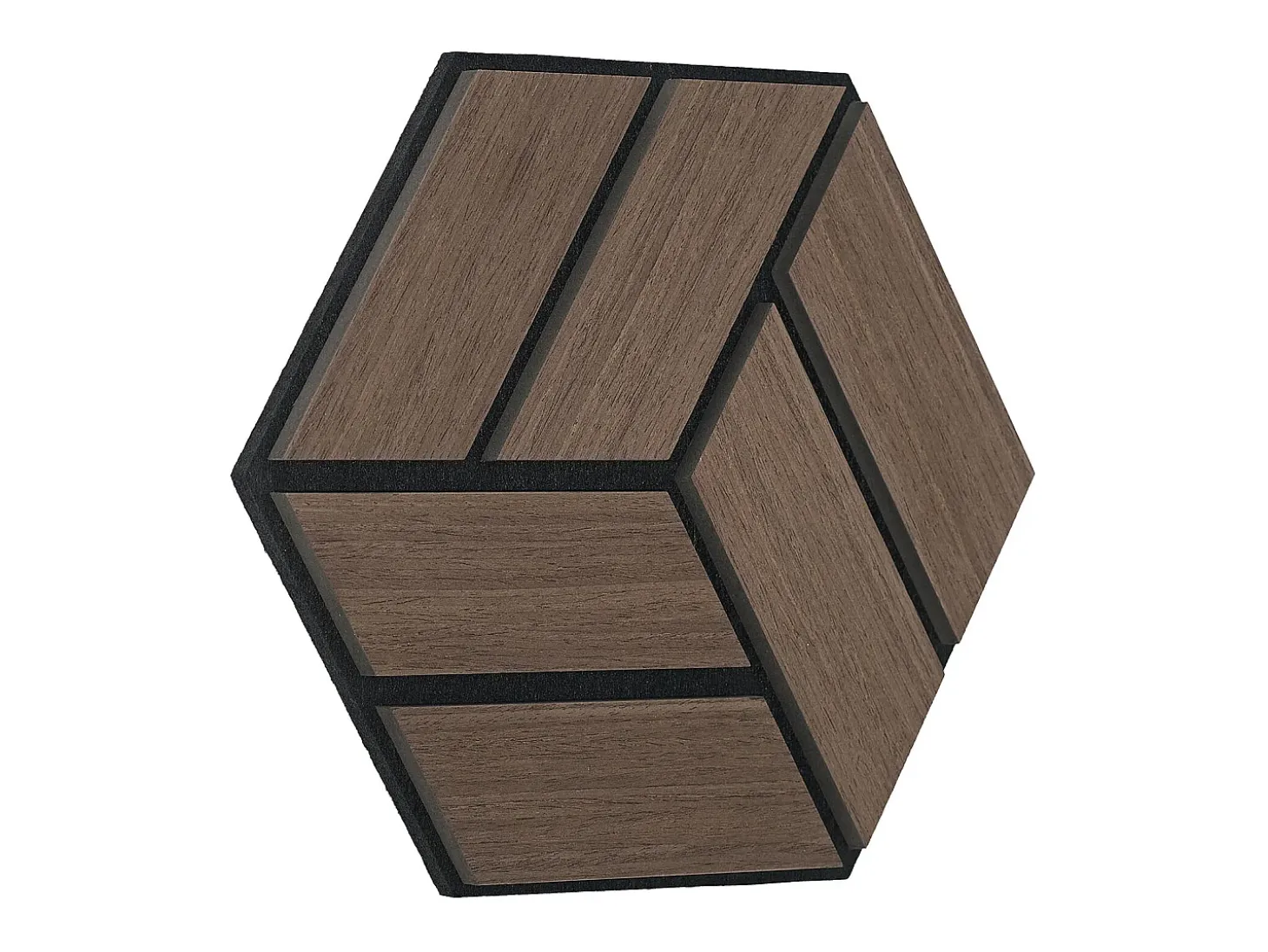 Painéis Acústicos 30x26 cm Castanho Hexágono Colmeia