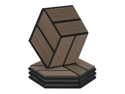 Painéis Acústicos 30x26 cm Castanho Hexágono Colmeia