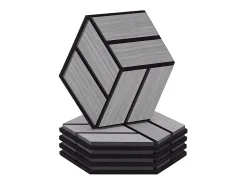 Painéis Acústicos 30x26 cm Cinza Conjunto 5 peças 3D