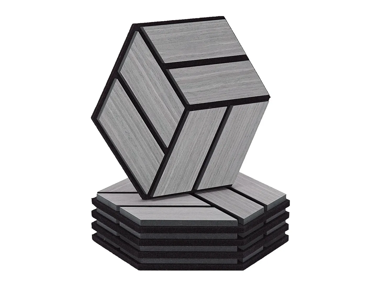 Painéis Acústicos 30x26 cm Cinza Conjunto 5 peças 3D