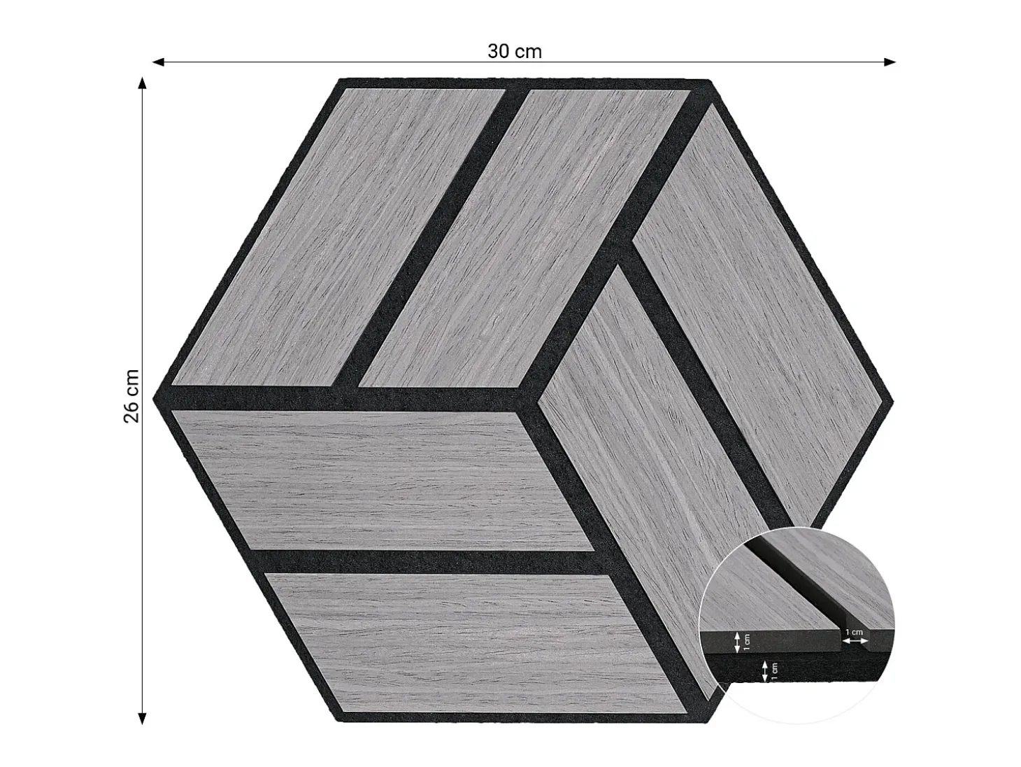 Painéis Acústicos 30x26 cm Cinza Hexágono Favo de Mel
