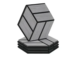 Painéis Acústicos 30x26 cm Cinza Hexágono Colmeia