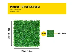 Painéis de Buxo Artificial SucceBuy 24 Peças | Muro de Haia UV 25.4 x 25.4 cm | Decoração de Cerca Verde