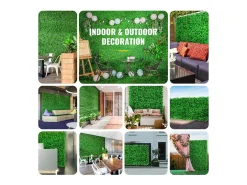 Painéis de Buxo Artificial SucceBuy 24 Peças | Muro de Haia UV 25.4 x 25.4 cm | Decoração de Cerca Verde