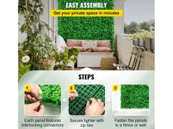 Painéis de Buxo Artificial SucceBuy 25.4x25.4 cm 48 Peças, Haia Resistente a UV para Decoração de Cerca