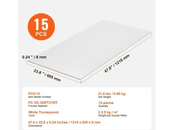 Painéis de Estufa SucceBuy de Policarbonato Lote de 15, 61cm X 122 cm x 0.6cm Folhas de Telhado