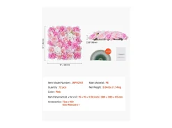 Painéis de Flores Artificiais, SucceBuy Painel de Parede Floral 3D, 12 Peças 38 × 38 cm, Tapete Floral Artificial para Casamento, Privacidade