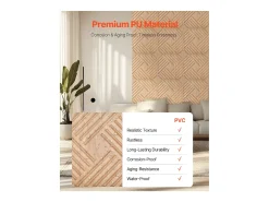 Painéis de Parede 3D SucceBuy, Kit com 12, 50 x 50 cm, PVC com Laminas, Cobertura de 3 m², Madeira Clara