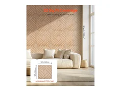 Painéis de Parede 3D SucceBuy, Kit com 12, 50 x 50 cm, PVC com Laminas, Cobertura de 3 m², Madeira Clara