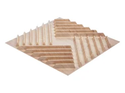 Painéis de Parede 3D SucceBuy, Kit com 12, 50 x 50 cm, PVC com Laminas, Cobertura de 3 m², Madeira Clara