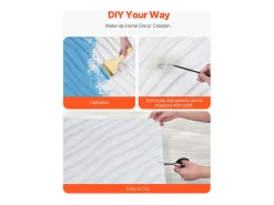 Painéis de Parede 3D SucceBuy, Kit com 12, 50 x 50 cm, PVC Ondulado, Cobertura de 3 m², Branco Mate