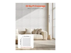 Painéis de Parede 3D SucceBuy, Kit com 12, 50 x 50 cm, PVC Ondulado, Cobertura de 3 m², Branco Mate