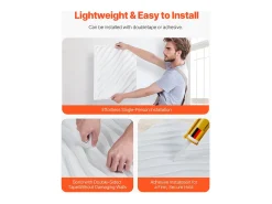 Painéis de Parede 3D SucceBuy, Kit com 12, 50 x 50 cm, PVC Ondulado, Cobertura de 3 m², Branco Mate
