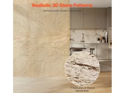 Painéis de Parede 3D SucceBuy, Kit com 4, 122 x 61 cm, Aspecto de Pedra, Cobertura de 3 m², Amarelo Pedra