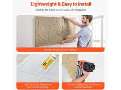 Painéis de Parede 3D SucceBuy, Kit com 4, 122 x 61 cm, Aspecto de Pedra, Cobertura de 3 m², Amarelo Pedra