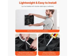 Painéis de Parede 3D SucceBuy, Kit com 33, 30 x 30 cm, PVC, Preto, Cobertura de 3 m²