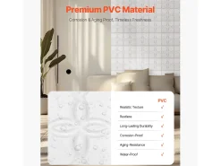 Painéis de Parede 3D SucceBuy, Kit com 33, 30 x 30 cm, PVC com Motivo Floral, Branco, Cobertura de 3 m²