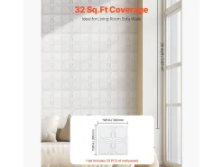 Painéis de Parede 3D SucceBuy, Kit com 33, 30 x 30 cm, PVC com Motivo Floral, Branco, Cobertura de 3 m²