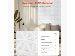 Painéis de Parede 3D SucceBuy, Kit com 33, 30 x 30 cm, PVC, Cobertura de 3 m², Branco Diamante