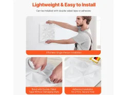 Painéis de Parede 3D SucceBuy, Kit com 33, 30 x 30 cm, PVC, Cobertura de 3 m², Branco Diamante