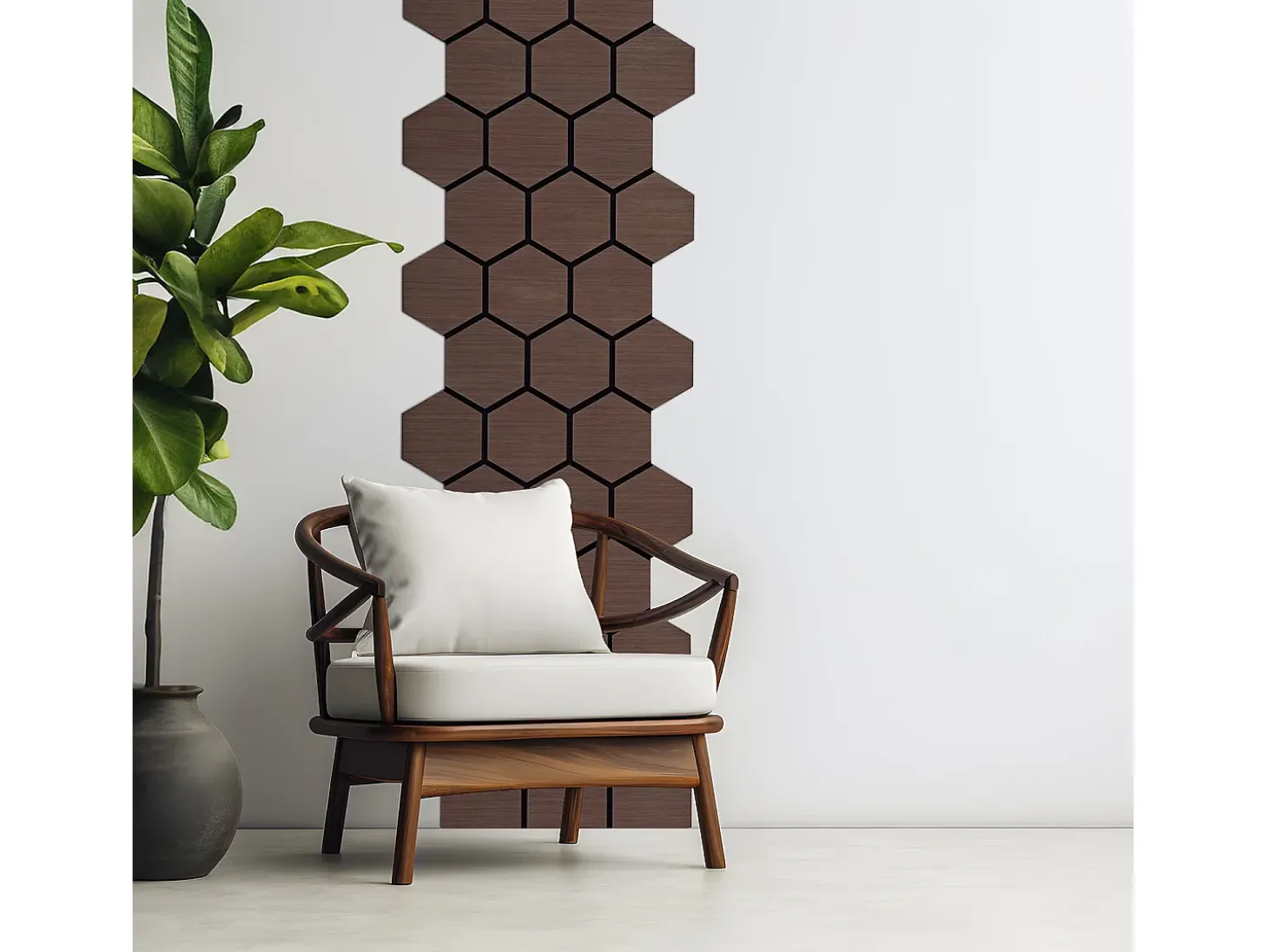 Painéis de Parede 62x76 cm Castanho Hexágono