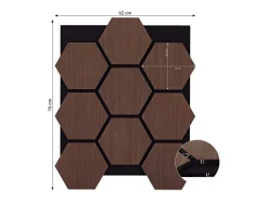 Painéis de Parede 62x76 cm Castanho Hexágono