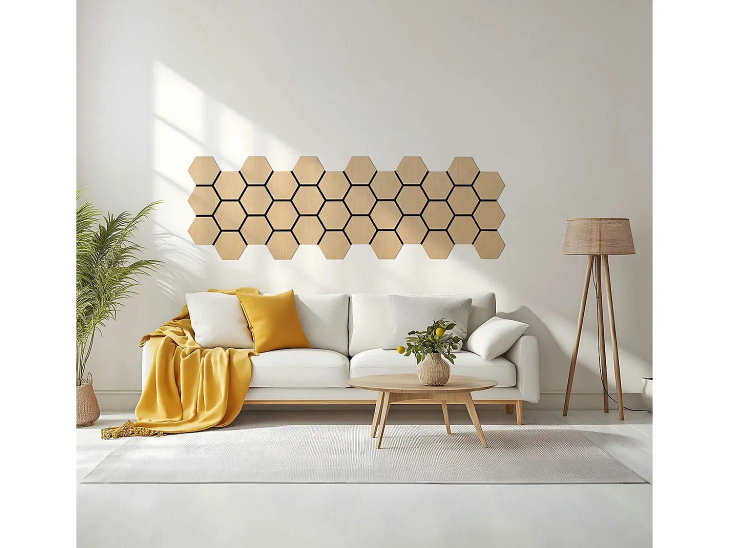 Painéis de parede 62x76 cm Hexágono Natural