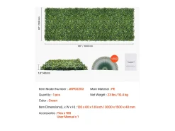 Painéis de Relva Artificial, SucceBuy Painel de Parede de Relva Artificial 300 × 150 cm, Milan Greenery para Privacidade e Decoração
