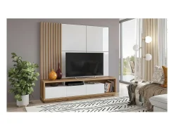 Painéis decorativos de parede em branco brilhante com base em carvalho. Coleção CLARA