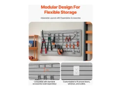 Painéis Murais com Lâminas PVC SucceBuy, Modulares para Ferramentas Garagem 122,5x64,5 cm, Cinza
