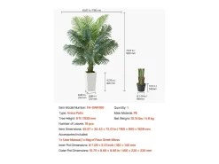 Palmeira Artificial Areca SucceBuy, 1,8 m, Planta Artificial Tropical em Vaso Branco, Falsa Árvore Tropical Palmeira Areca, Planta Falsa para Sala