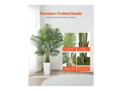Palmeira Artificial Areca SucceBuy, 1,8 m, Planta Artificial Tropical em Vaso Branco, Falsa Árvore Tropical Palmeira Areca, Planta Falsa para Sala