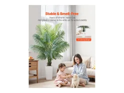 Palmeira Artificial Areca SucceBuy, 1,8 m, Planta Artificial Tropical em Vaso Branco, Falsa Árvore Tropical Palmeira Areca, Planta Falsa para Sala
