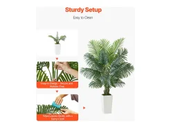 Palmeira Artificial Areca SucceBuy, 1,8 m, Planta Artificial Tropical em Vaso Branco, Falsa Árvore Tropical Palmeira Areca, Planta Falsa para Sala