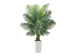 Palmeira Artificial Areca SucceBuy, 1,8 m, Planta Artificial Tropical em Vaso Branco, Falsa Árvore Tropical Palmeira Areca, Planta Falsa para Sala
