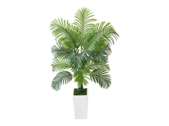 Palmeira Artificial Areca SucceBuy, 1,5 m, Planta Artificial Tropical em Vaso Branco, Falsa Árvore Tropical Palmeira Areca Tronco Grosso
