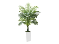 Palmeira Artificial Areca SucceBuy, 1,5 m, Planta Artificial Tropical em Vaso Branco, Falsa Árvore Tropical Palmeira Areca Tronco Grosso