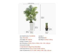 Palmeira Artificial Areca SucceBuy, 1,2 m, Planta Artificial Tropical em Vaso Branco, Lote de 2, Falsa Árvore Tropical Palmeira Areca, Planta Falsa para Escritório